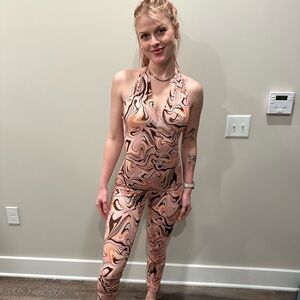 Zara Pink and Brown Swirl Jumpsuit